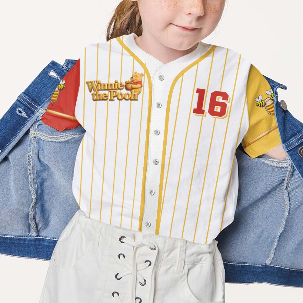 Personalized Winnie the Pooh Baseball Jersey for Kids Baseball Jersey GradoCreations
