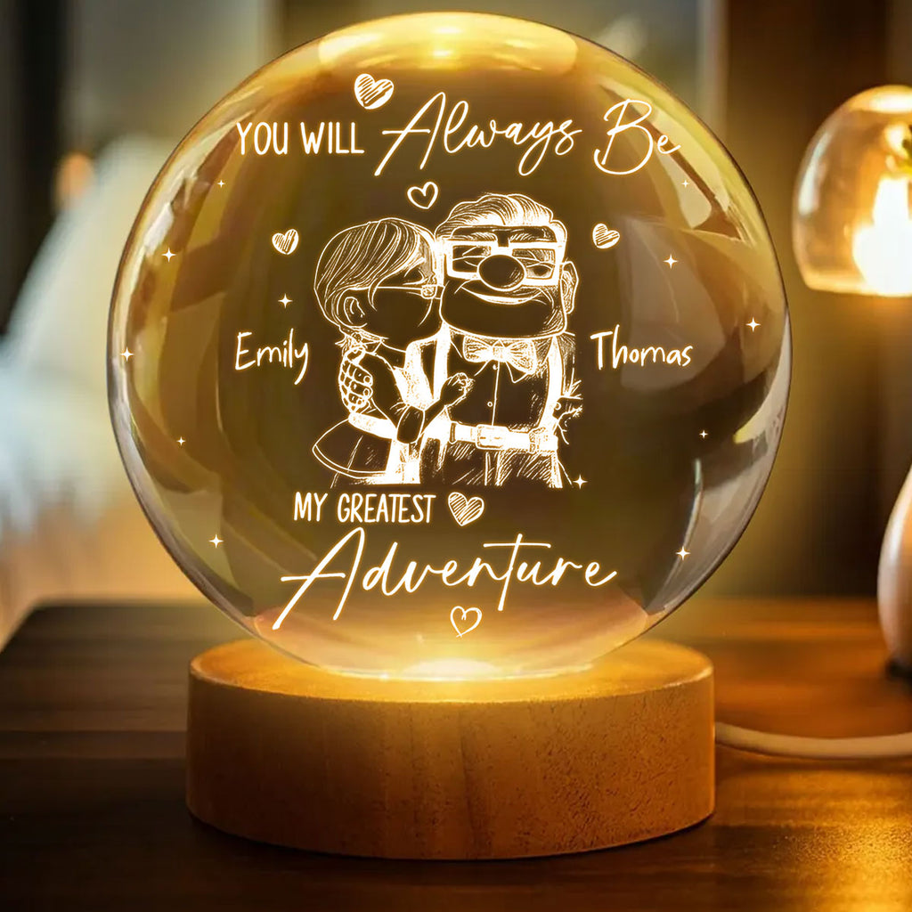 Personalized 3D Couple Crystal Ball Night Light Gift Crystal Ball Night Light GradoCreations
