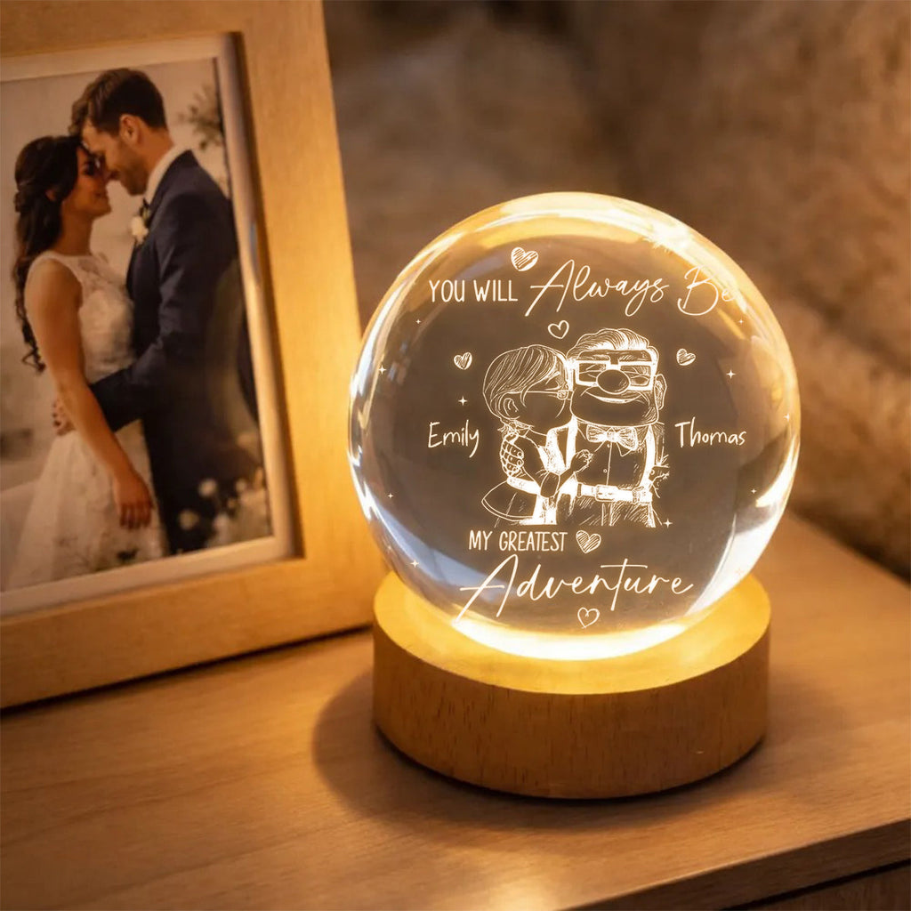 Personalized 3D Couple Crystal Ball Night Light Gift Crystal Ball Night Light GradoCreations