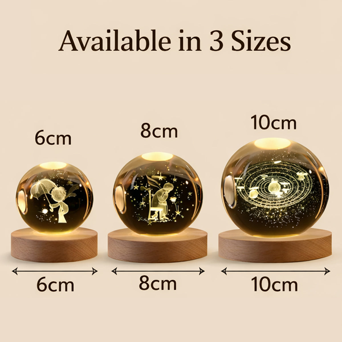 Personalized 3D Couple Crystal Ball Night Light Gift Crystal Ball Night Light GradoCreations