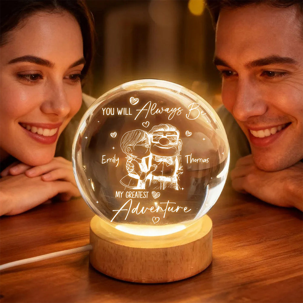 Personalized 3D Couple Crystal Ball Night Light Gift Crystal Ball Night Light GradoCreations