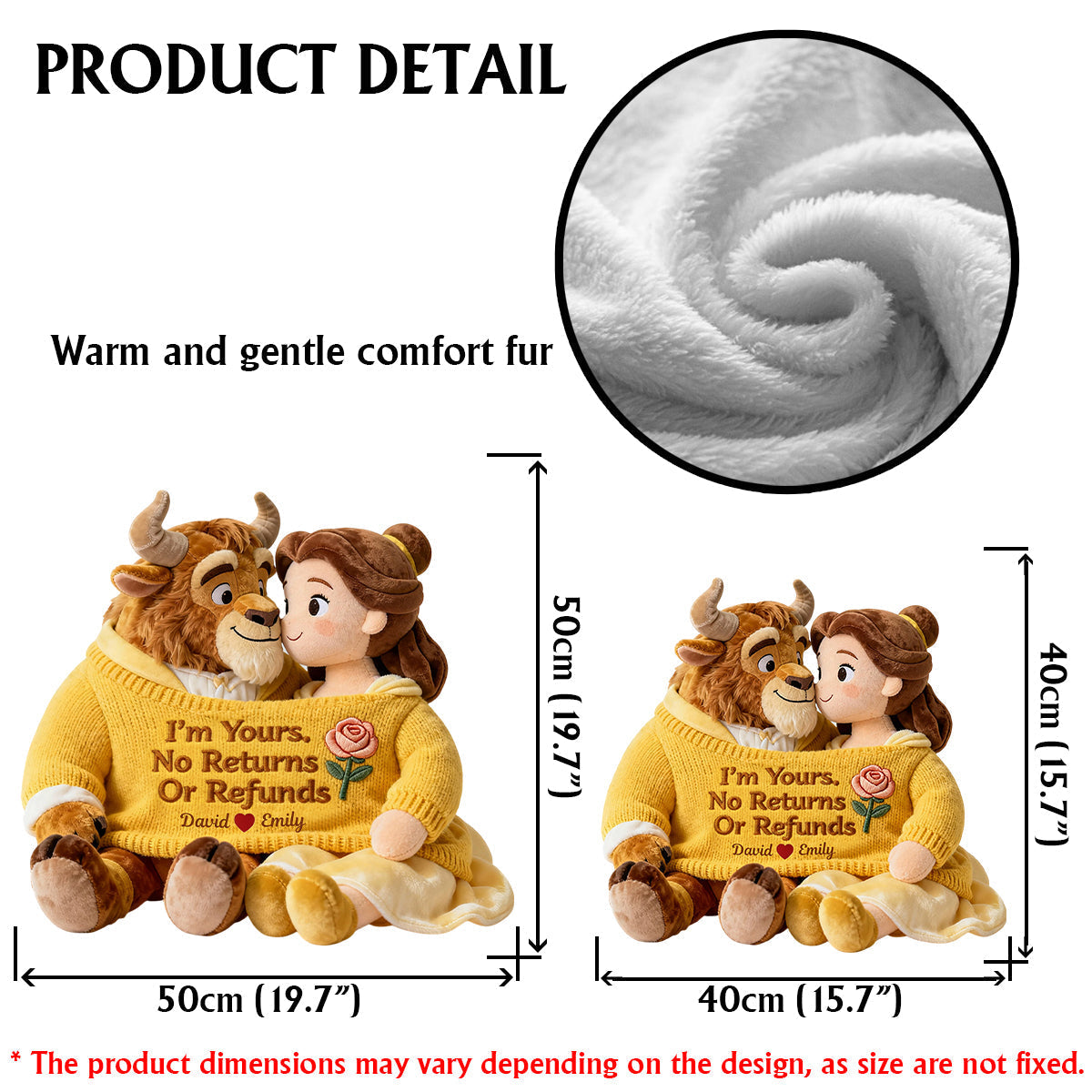 Customizable Faux Fur Shaped Pillow Unique Gift for Couples Premium Faux Fur Pillow GradoCreations