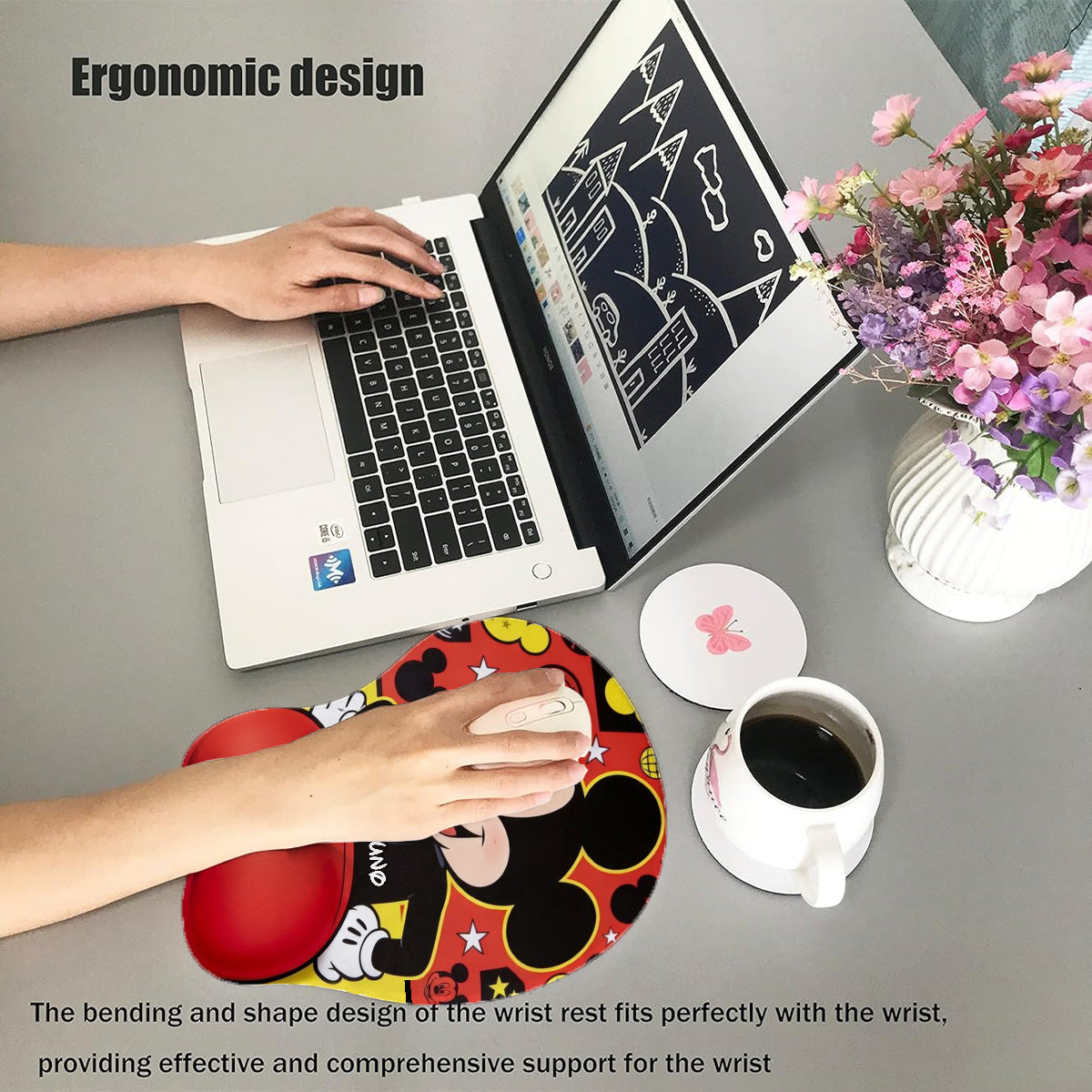 Personalized 3D Mouse Pad with Cartoon Mouse Design Gift for Co-workers 3D Mouse Pad GradoCreations