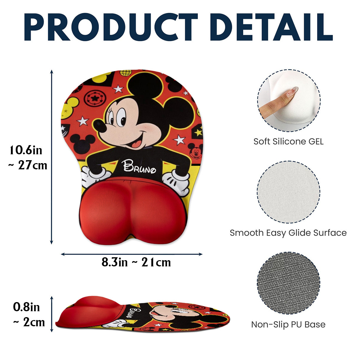 Personalized 3D Mouse Pad with Cartoon Mouse Design Gift for Co-workers 3D Mouse Pad GradoCreations
