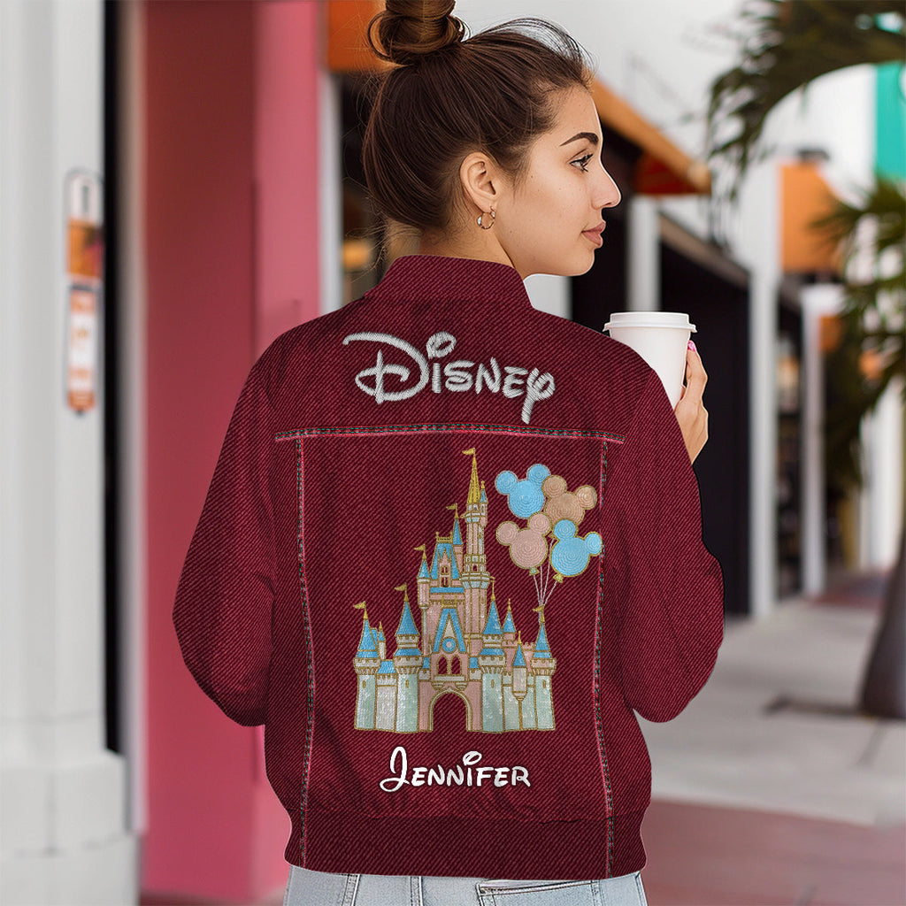 Personalized Bomber Jacket with Magical Castle Design for Kids Bomber Jacket GradoCreations