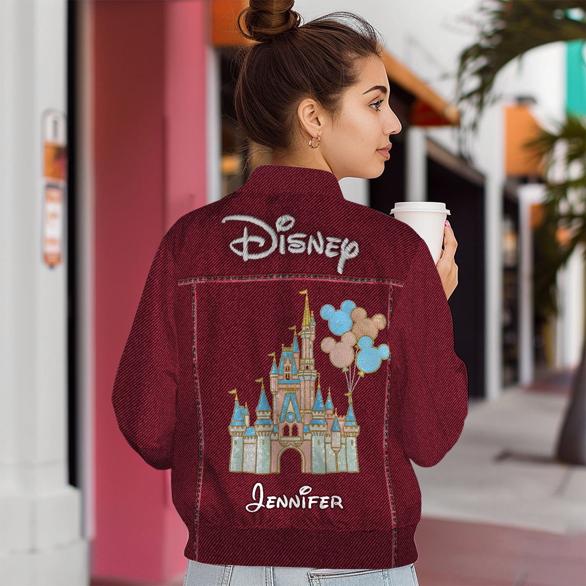 Personalized Bomber Jacket with Magical Castle Design for Kids Bomber Jacket GradoCreations