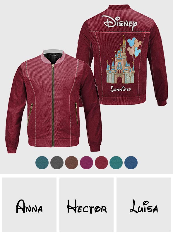 Personalized Bomber Jacket with Magical Castle Design for Kids Bomber Jacket GradoCreations