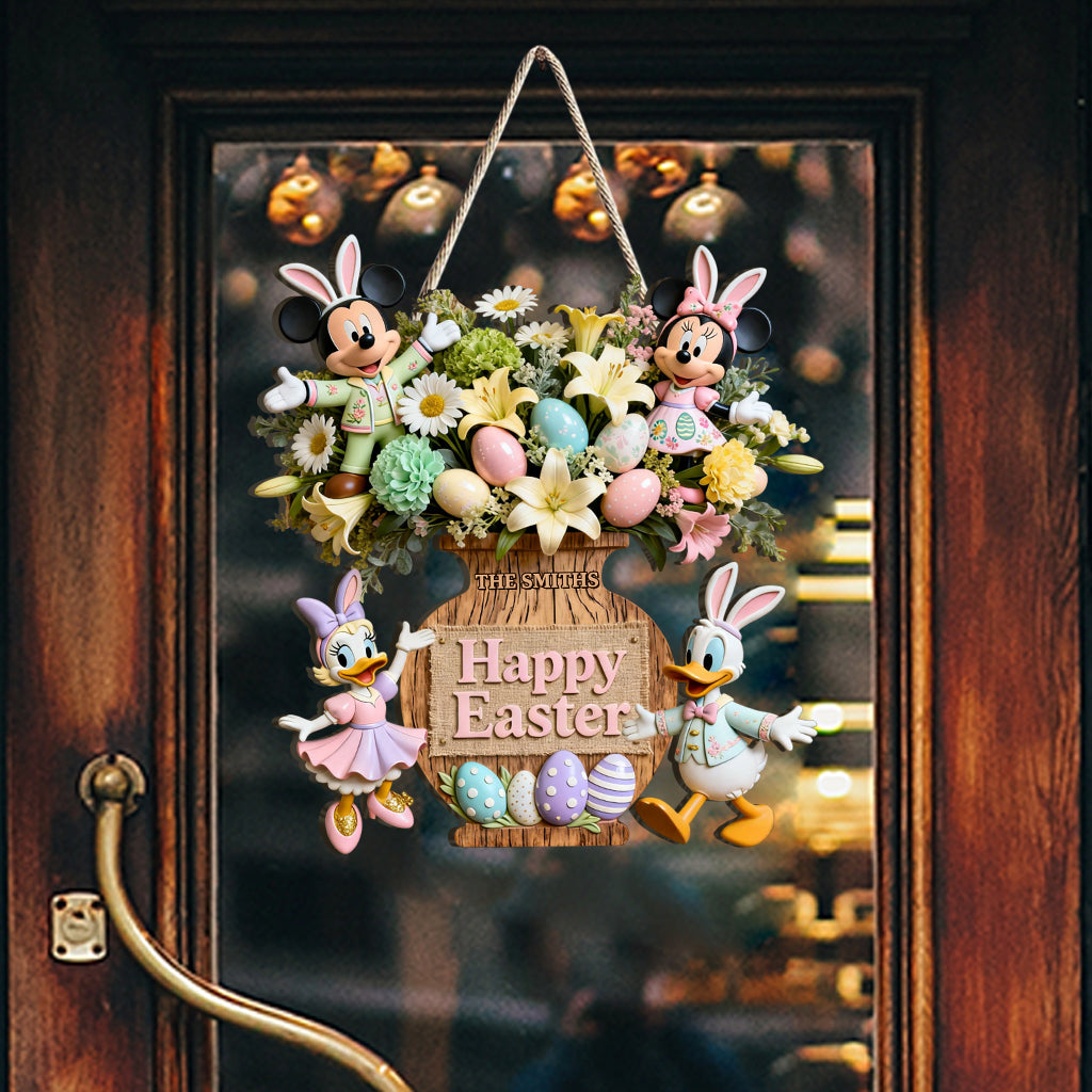 Personalized Easter Mouse Wood Sign Custom Family Name Decor Wood Sign GradoCreations