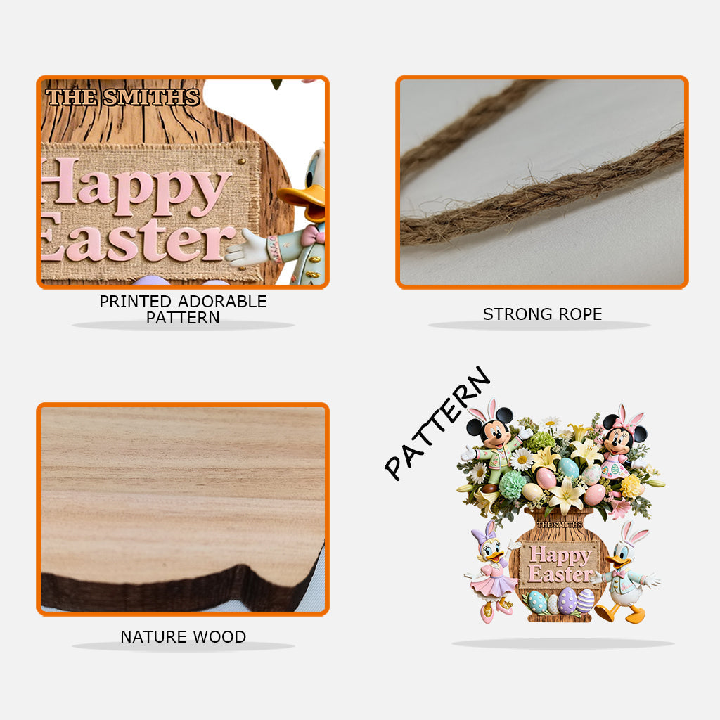 Personalized Easter Mouse Wood Sign Custom Family Name Decor Wood Sign GradoCreations