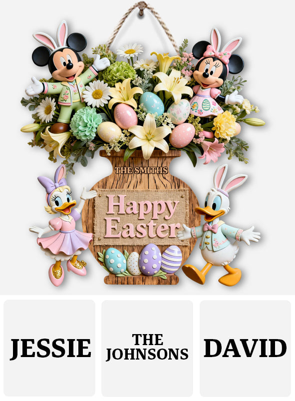 Personalized Easter Mouse Wood Sign Custom Family Name Decor Wood Sign GradoCreations