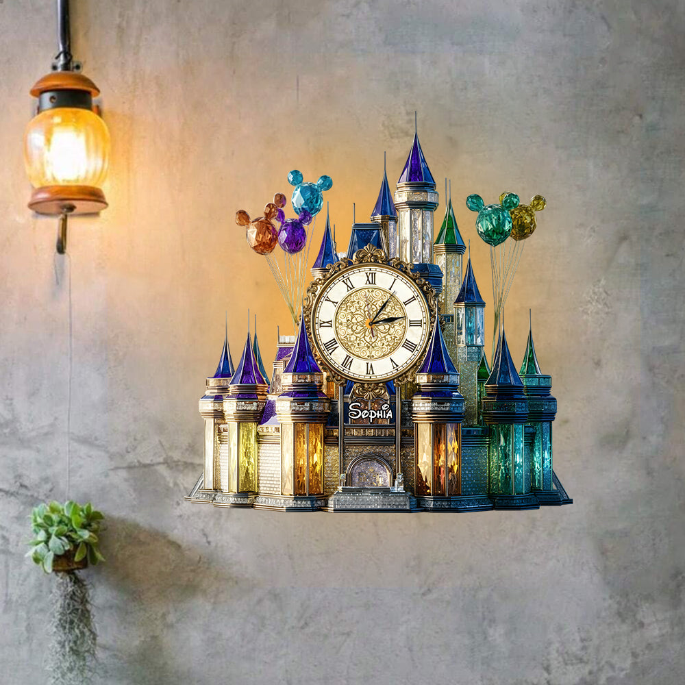 Personalized LED Light Wall Clock Custom Name Magical Castle Gift Idea LED Light Wall Clock GradoCreations