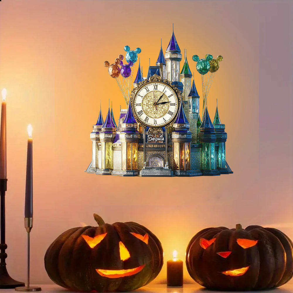 Personalized LED Light Wall Clock Custom Name Magical Castle Gift Idea LED Light Wall Clock GradoCreations