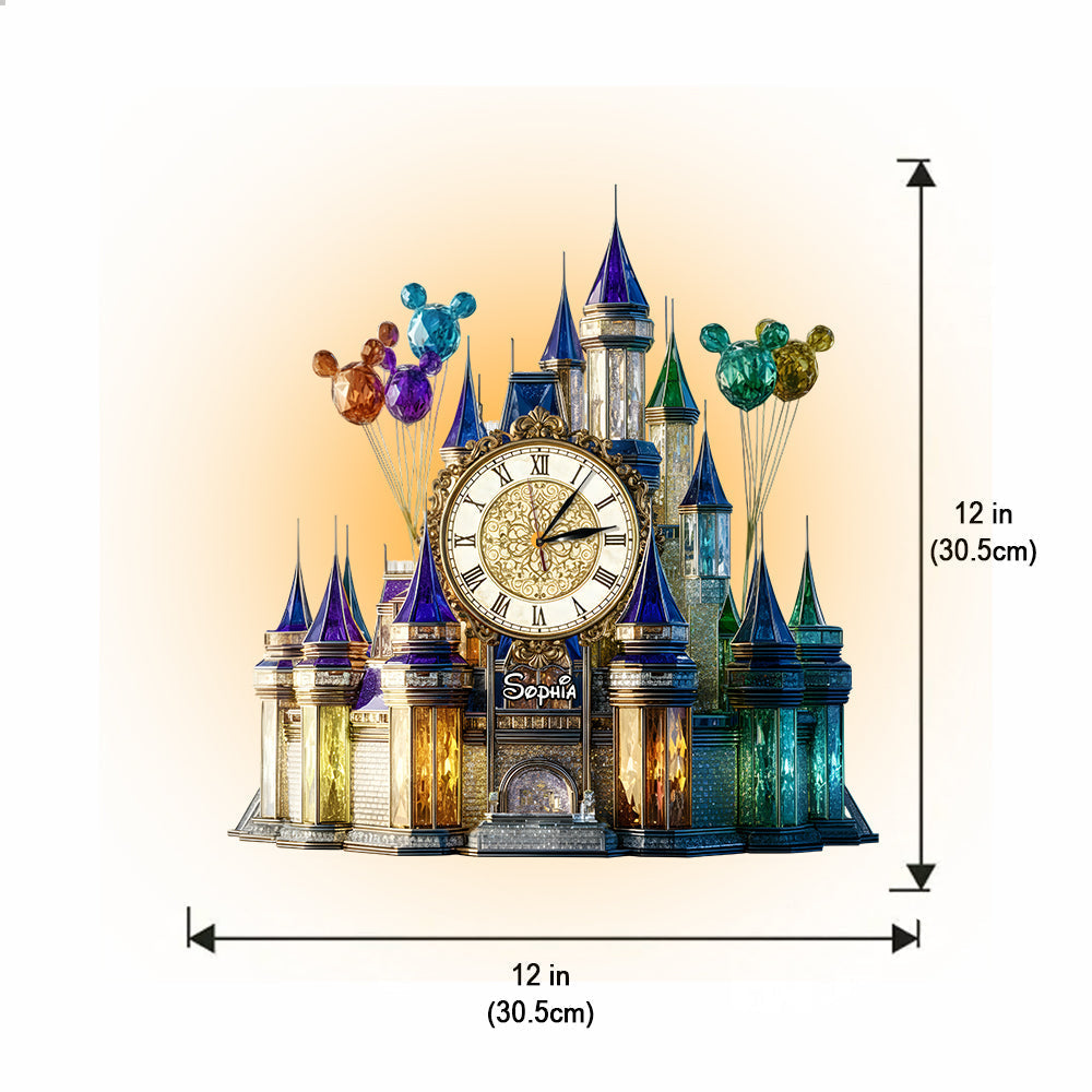 Personalized LED Light Wall Clock Custom Name Magical Castle Gift Idea LED Light Wall Clock GradoCreations