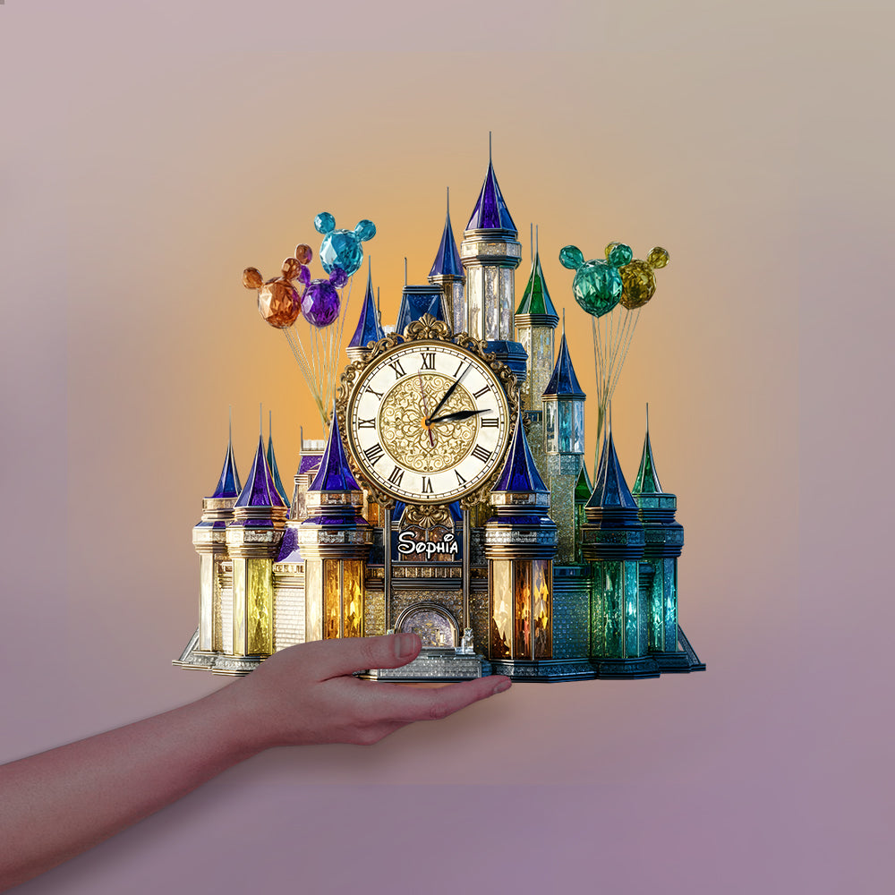 Personalized LED Light Wall Clock Custom Name Magical Castle Gift Idea LED Light Wall Clock GradoCreations