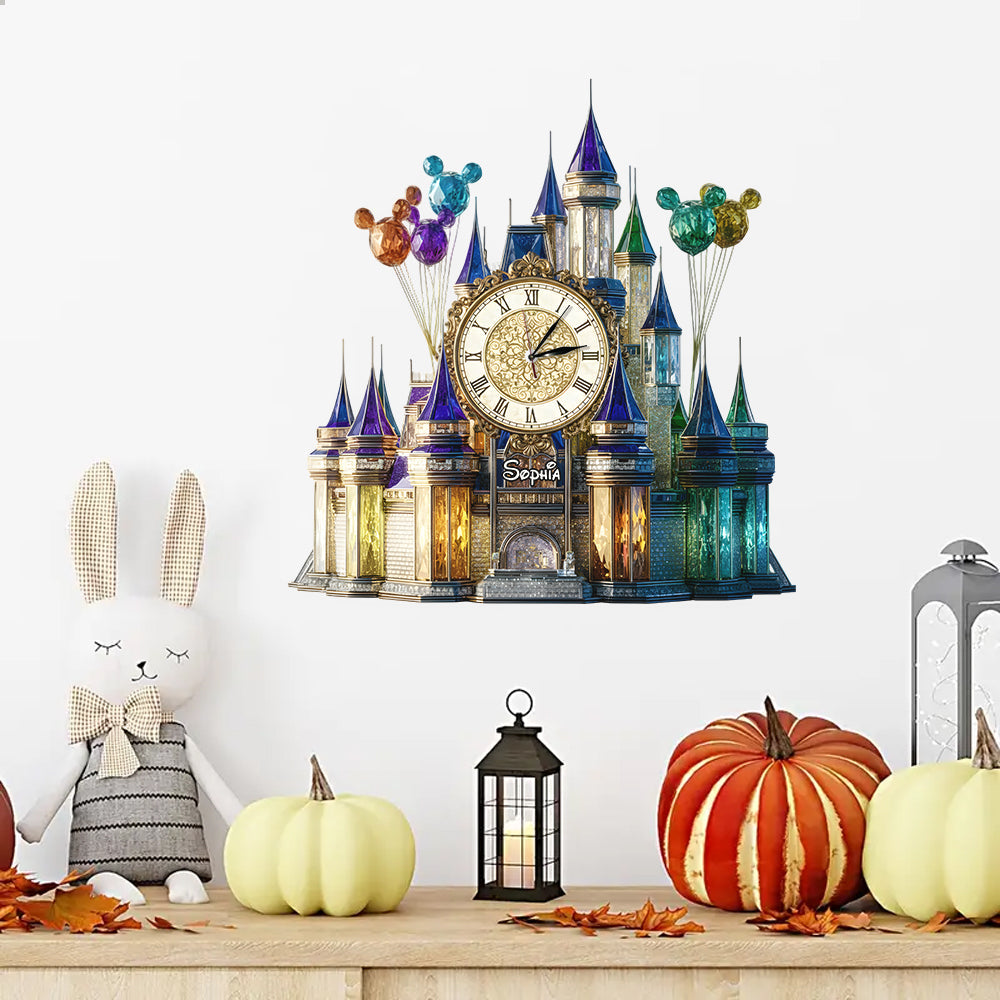 Personalized LED Light Wall Clock Custom Name Magical Castle Gift Idea LED Light Wall Clock GradoCreations