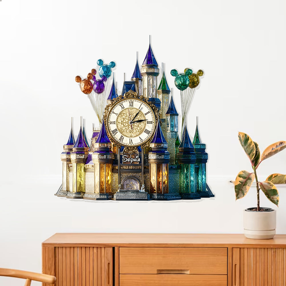 Personalized LED Light Wall Clock Custom Name Magical Castle Gift Idea LED Light Wall Clock GradoCreations