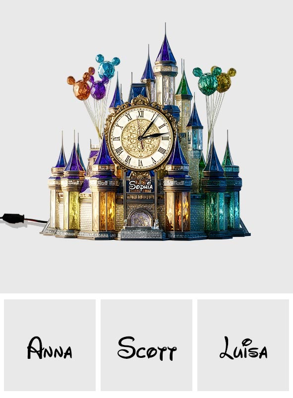 Personalized LED Light Wall Clock Custom Name Magical Castle Gift Idea LED Light Wall Clock GradoCreations