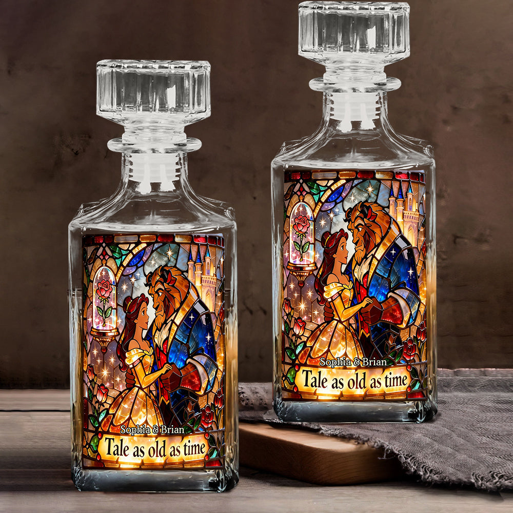 Personalized Beauty And The Beast Whiskey Decanter Set Gift for Couple Whiskey Decanter Set GradoCreations