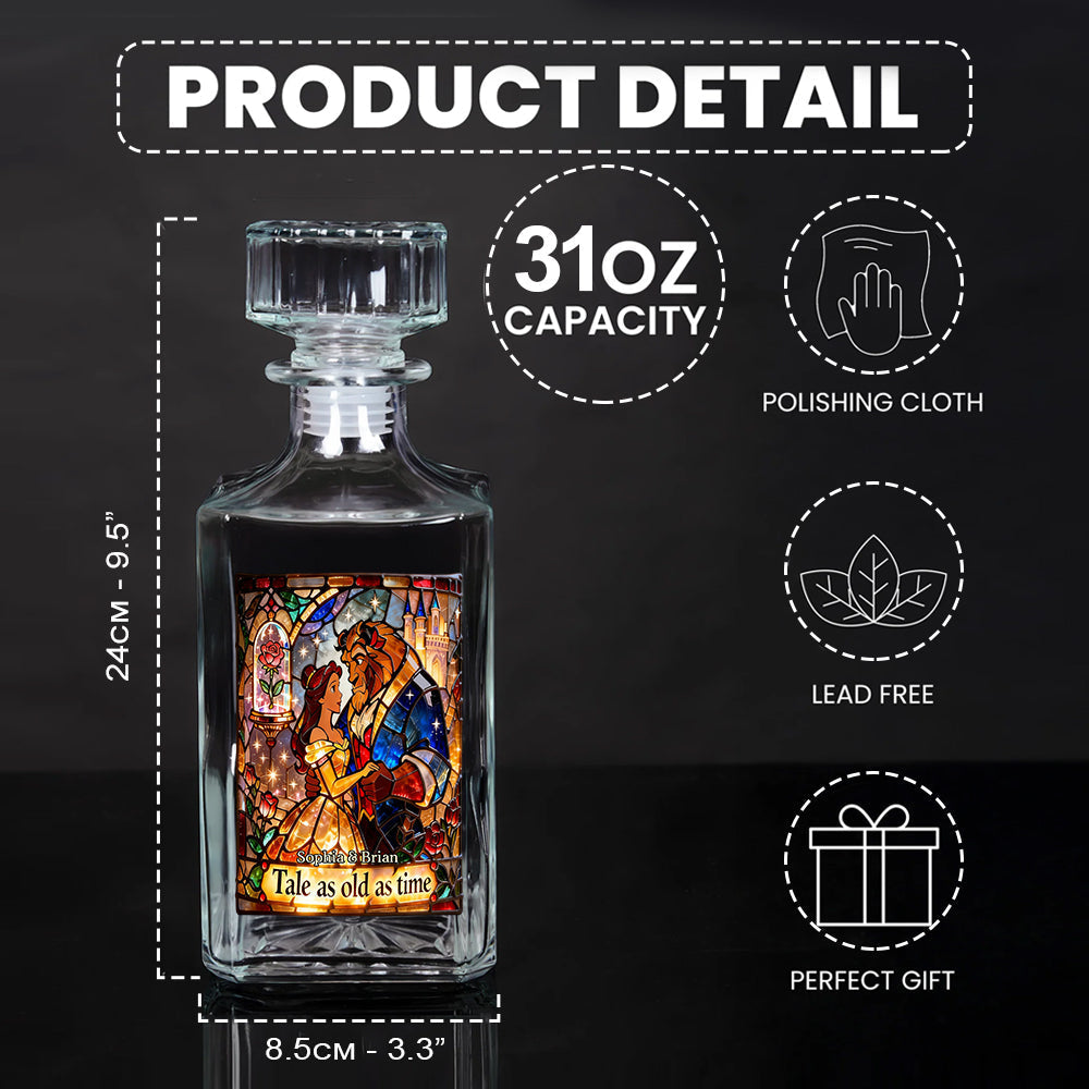 Personalized Beauty And The Beast Whiskey Decanter Set Gift for Couple Whiskey Decanter Set GradoCreations