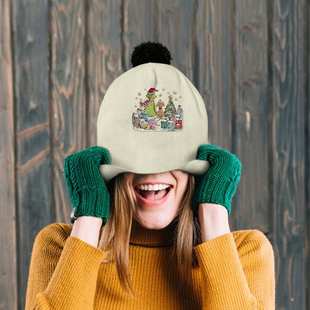 Personalized Grinchmas Beanie Hat Custom Name Holiday Gift Beanie Hat GradoCreations