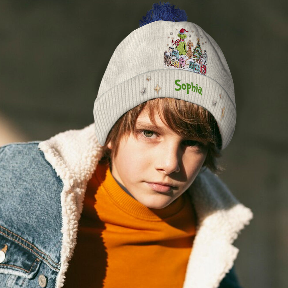 Personalized Grinchmas Beanie Hat Custom Name Holiday Gift Beanie Hat GradoCreations