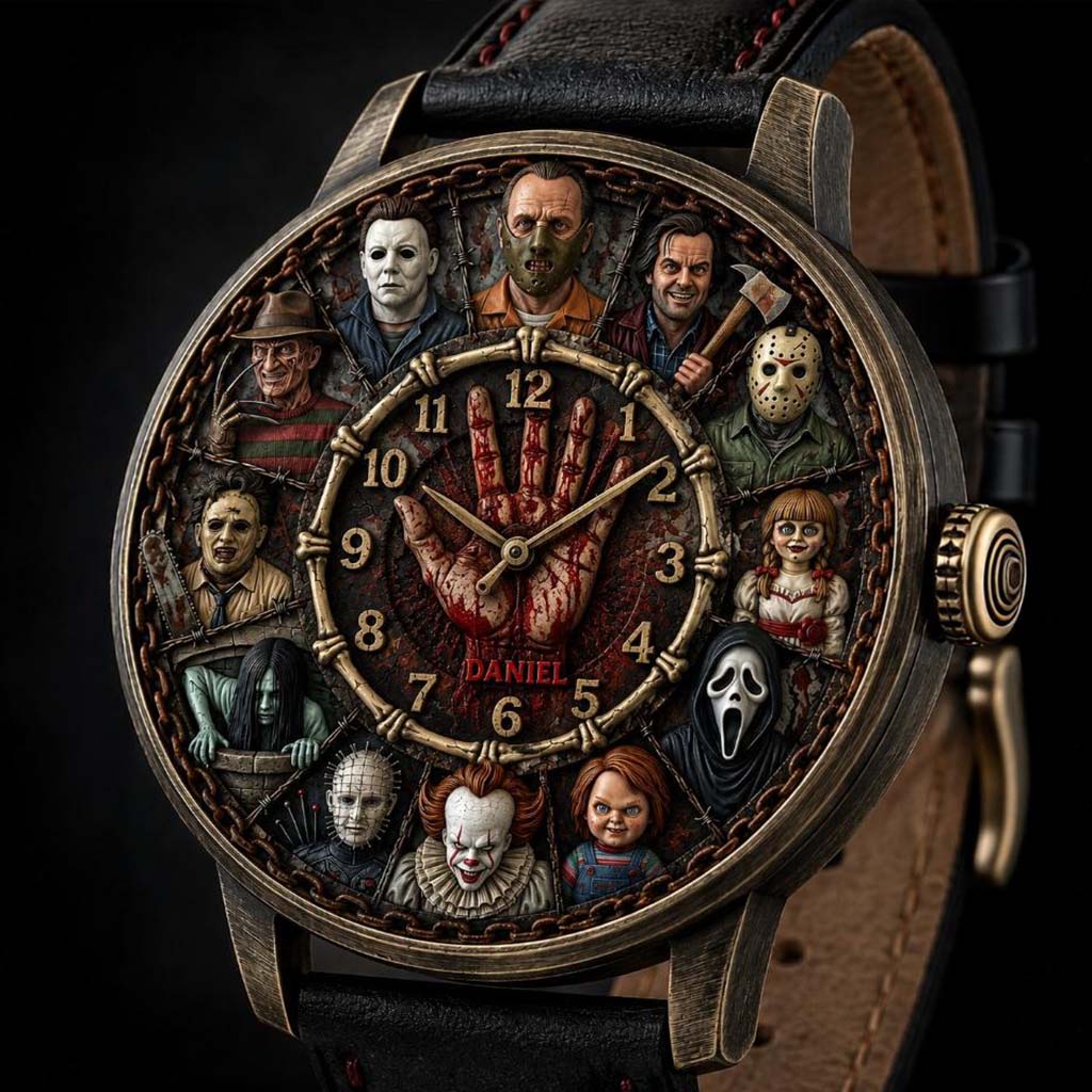 Personalized Horror Character Hand Watch Unique Halloween Gift Hand Watch GradoCreations