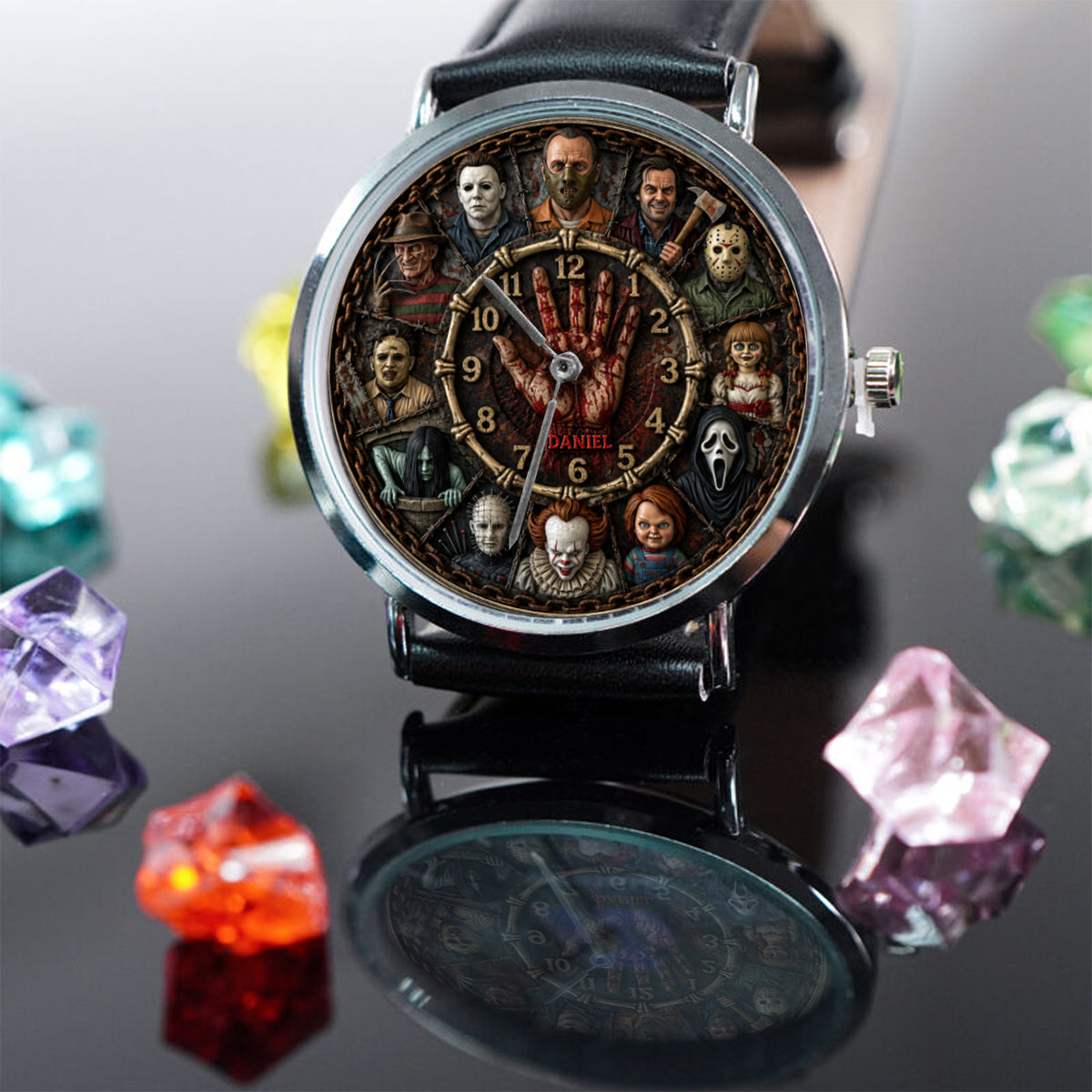 Personalized Horror Character Hand Watch Unique Halloween Gift Hand Watch GradoCreations