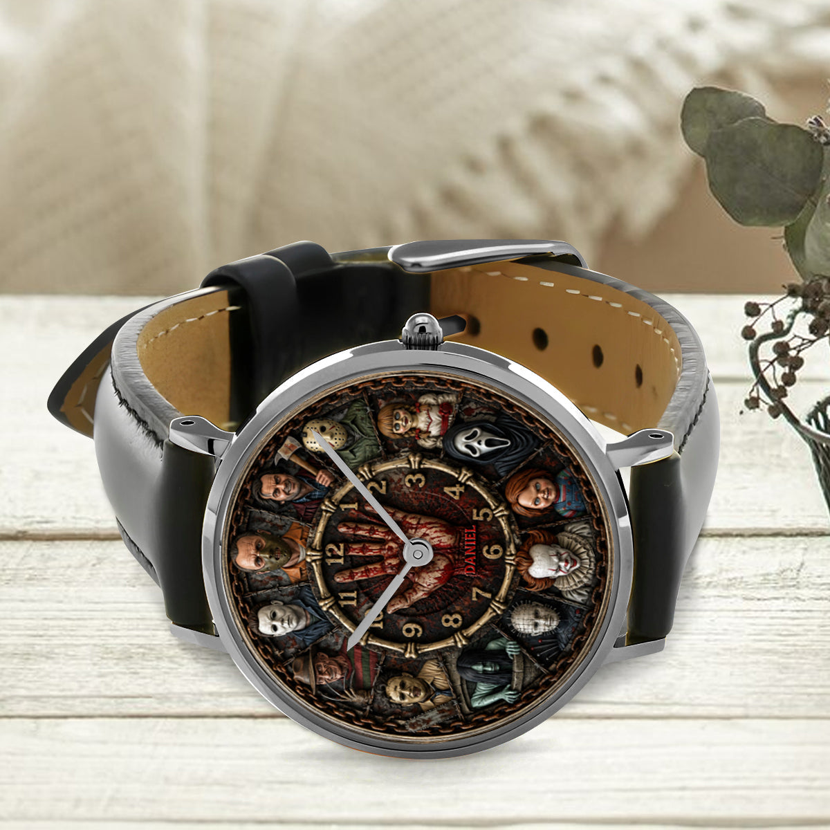 Personalized Horror Character Hand Watch Unique Halloween Gift Hand Watch GradoCreations