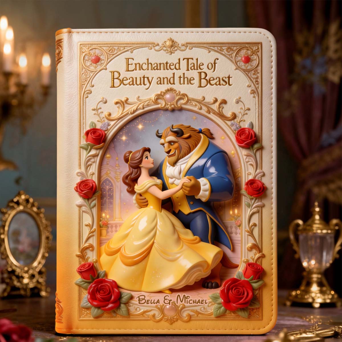 Personalized Beauty and the Beast Leather Journal Custom Gift Leather Journal GradoCreations