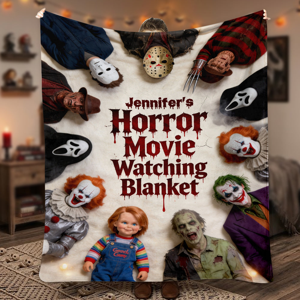 Personalized Horror Movie Watching Blanket for Fans Gift Blanket GradoCreations