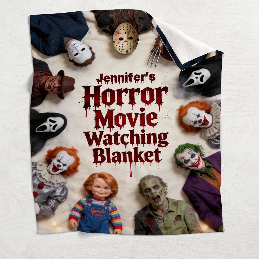 Personalized Horror Movie Watching Blanket for Fans Gift Blanket GradoCreations