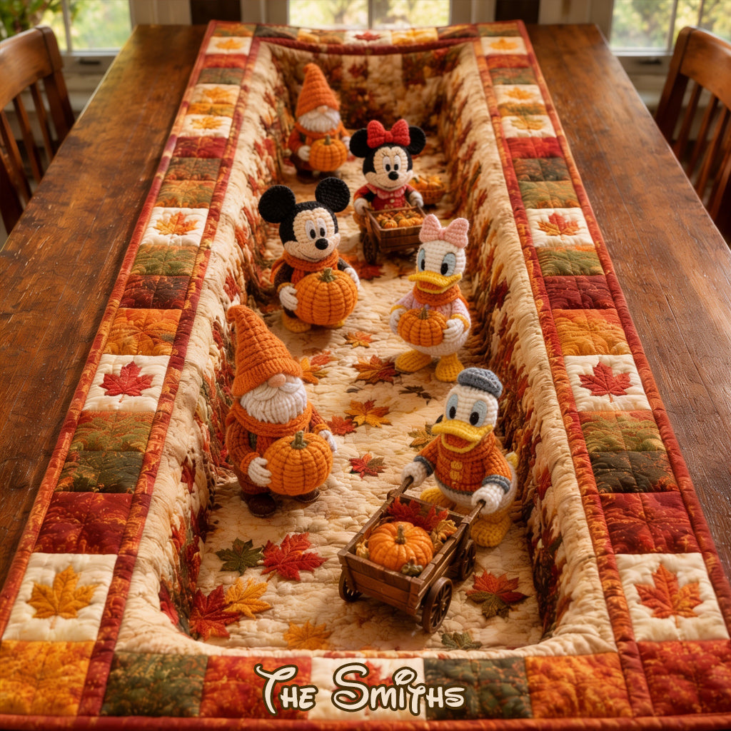 Custom Name Autumn Vibes Quilt Table Runner for Family Gift Quilt Table Runner GradoCreations