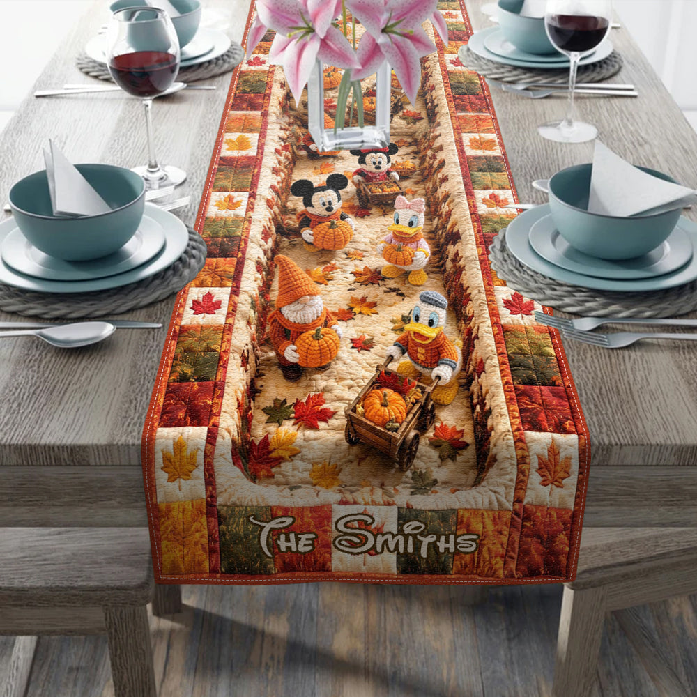 Custom Name Autumn Vibes Quilt Table Runner for Family Gift Quilt Table Runner GradoCreations