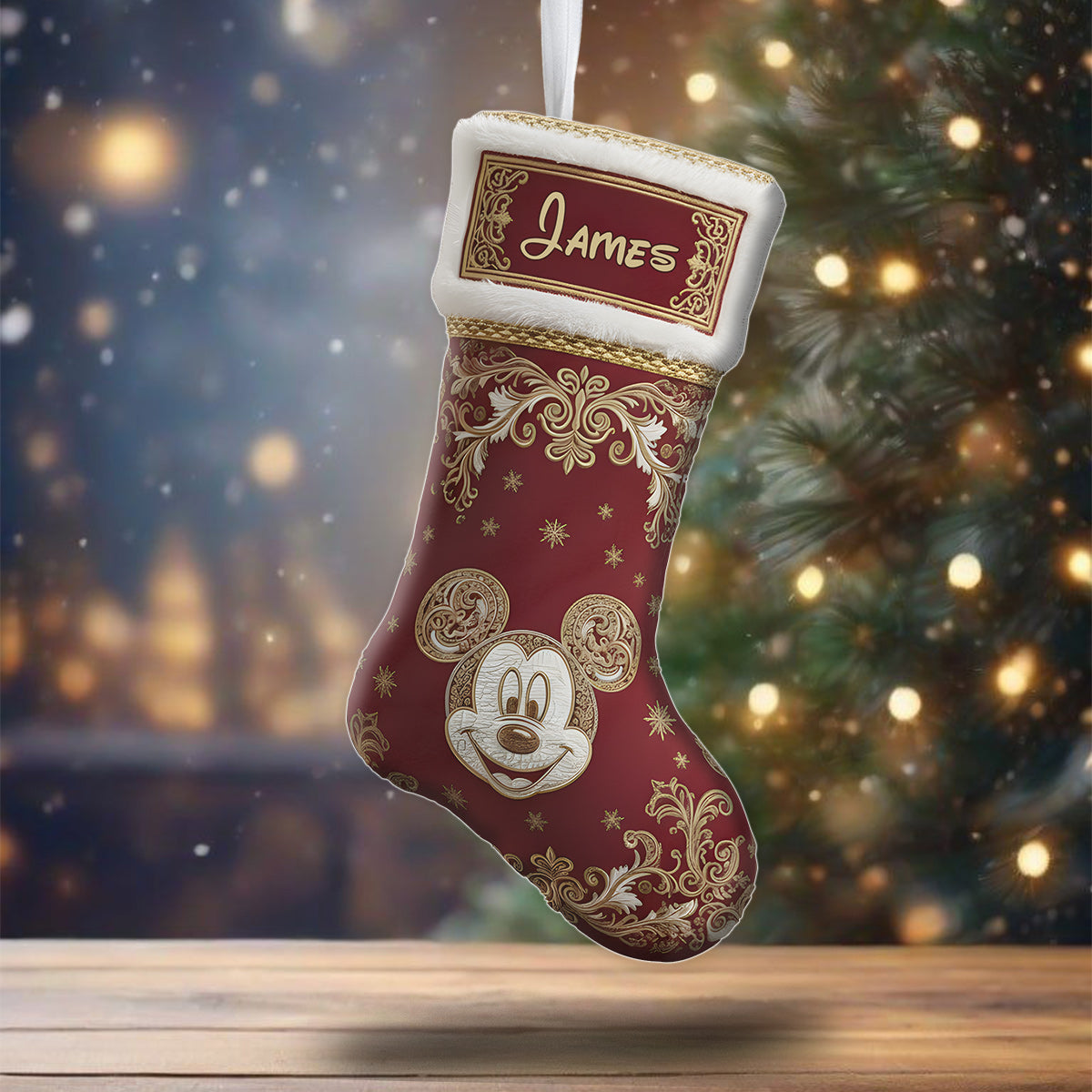 Personalized Mouse Shaped Christmas Stocking Custom Name Holiday Decor Shaped Christmas Stocking GradoCreations
