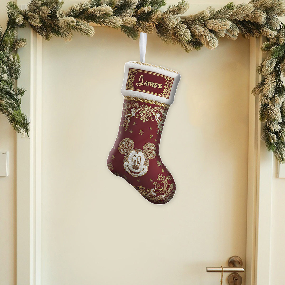 Personalized Mouse Shaped Christmas Stocking Custom Name Holiday Decor Shaped Christmas Stocking GradoCreations