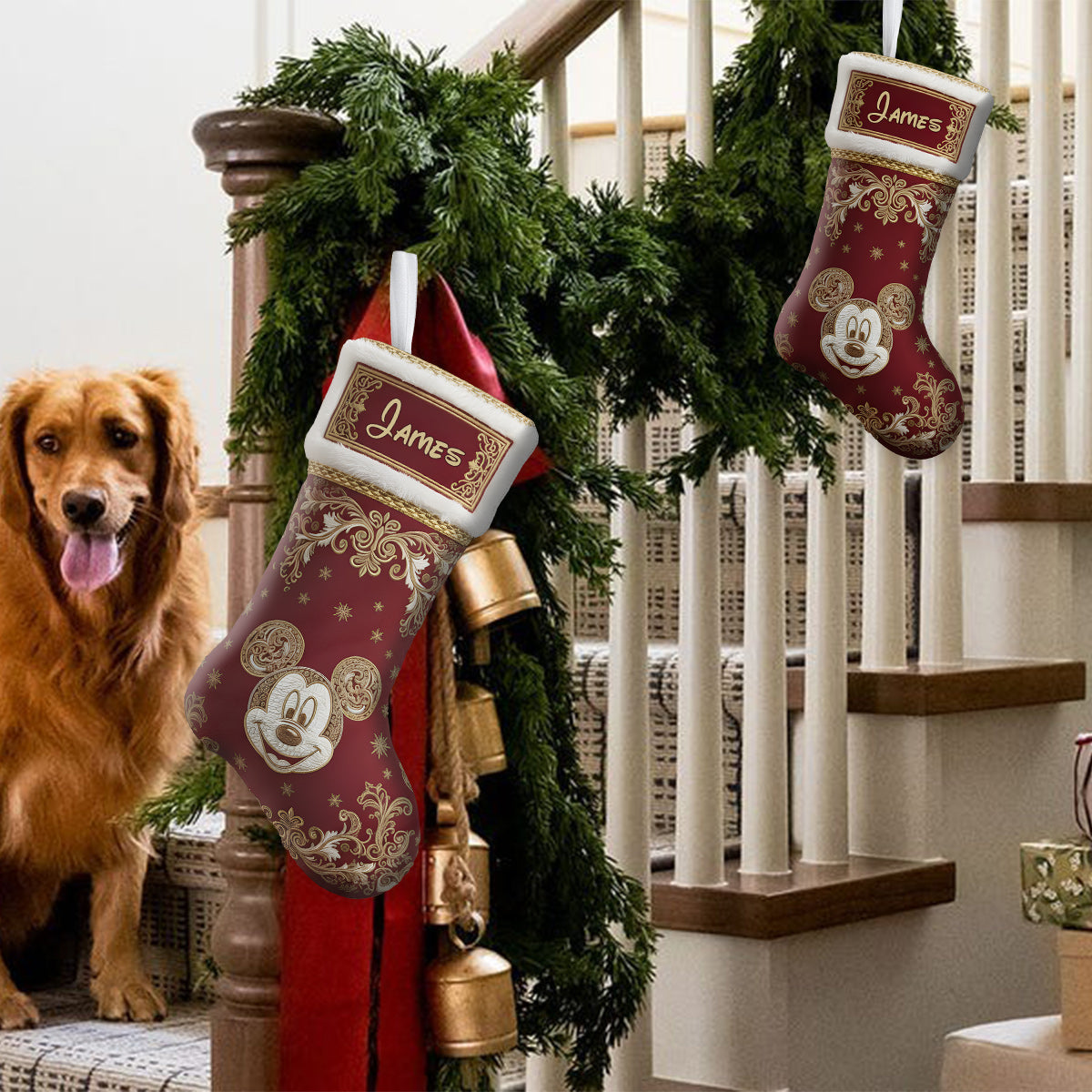 Personalized Mouse Shaped Christmas Stocking Custom Name Holiday Decor Shaped Christmas Stocking GradoCreations