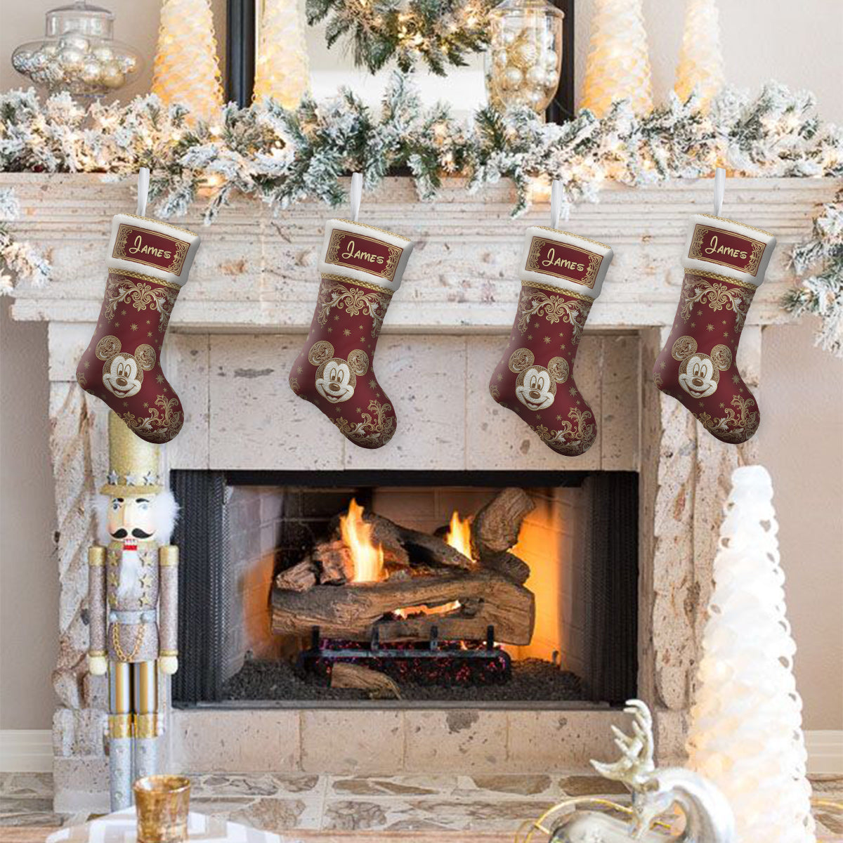Personalized Mouse Shaped Christmas Stocking Custom Name Holiday Decor Shaped Christmas Stocking GradoCreations