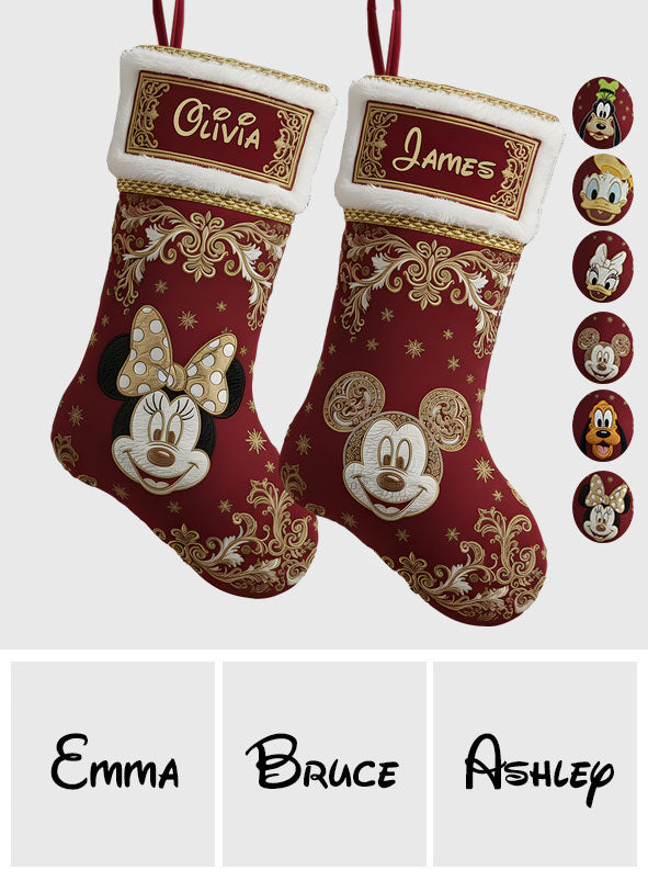 Personalized Mouse Shaped Christmas Stocking Custom Name Holiday Decor Shaped Christmas Stocking GradoCreations