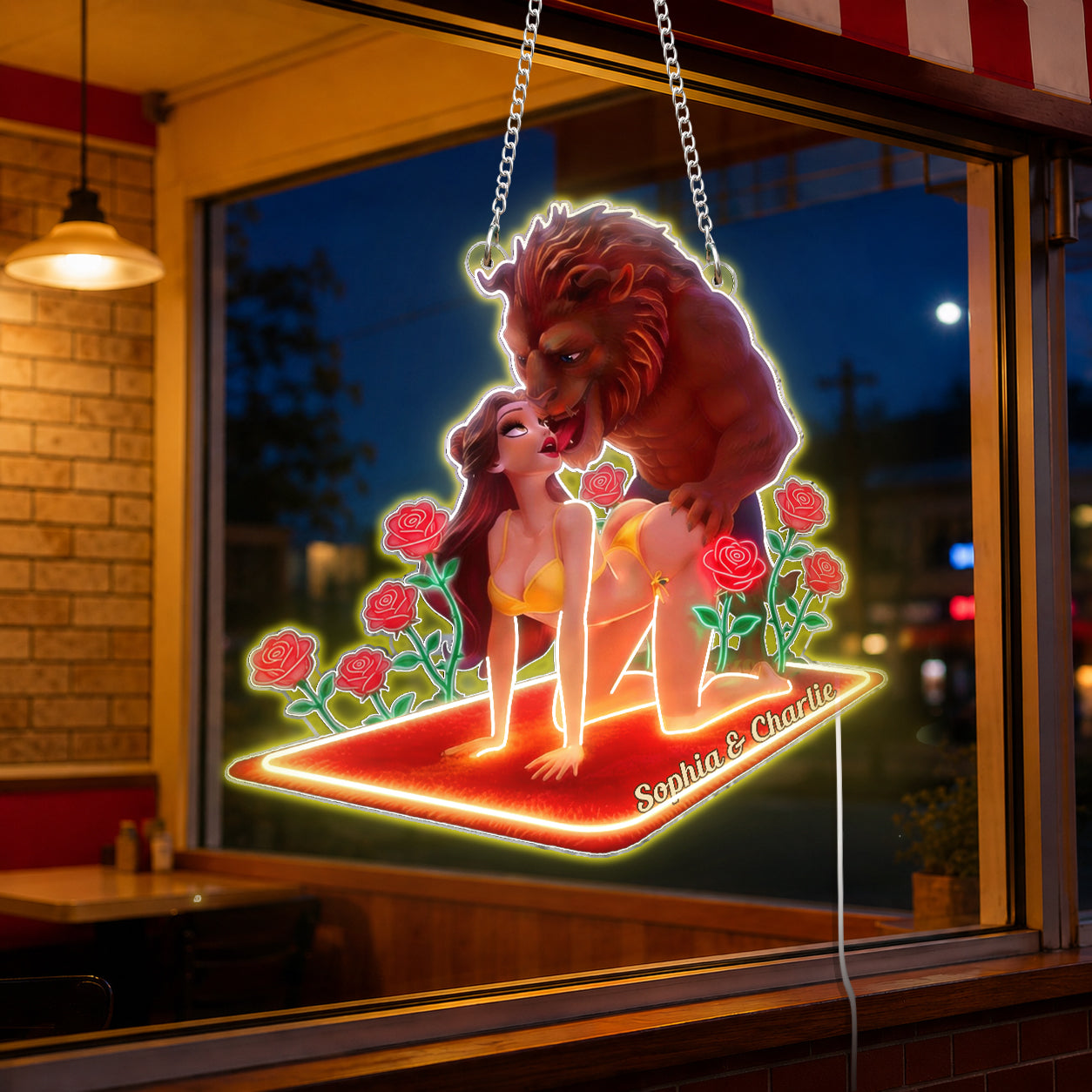Custom Beauty & The Beast Neon LED Light Sign Gift for Couples Neon LED Light Sign GradoCreations