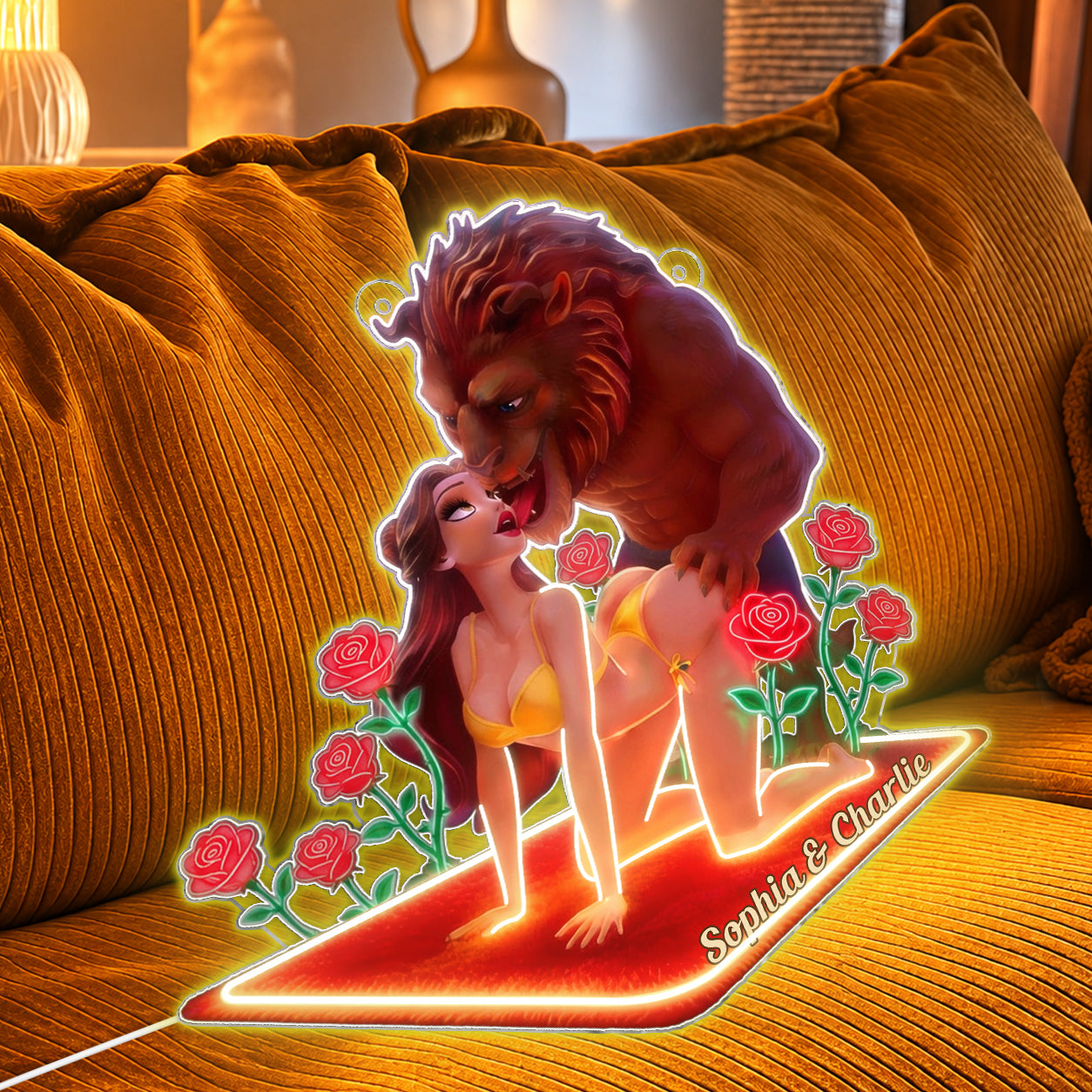 Custom Beauty & The Beast Neon LED Light Sign Gift for Couples Neon LED Light Sign GradoCreations