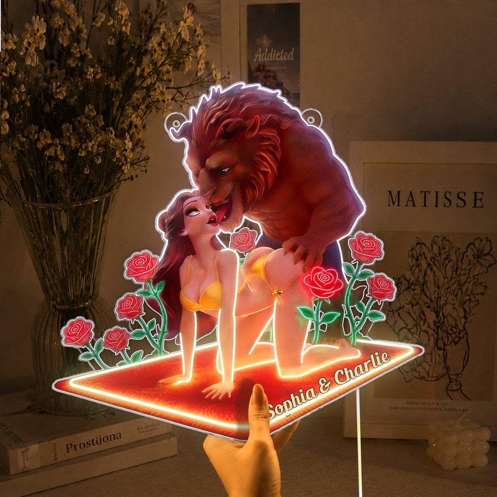 Custom Beauty & The Beast Neon LED Light Sign Gift for Couples Neon LED Light Sign GradoCreations