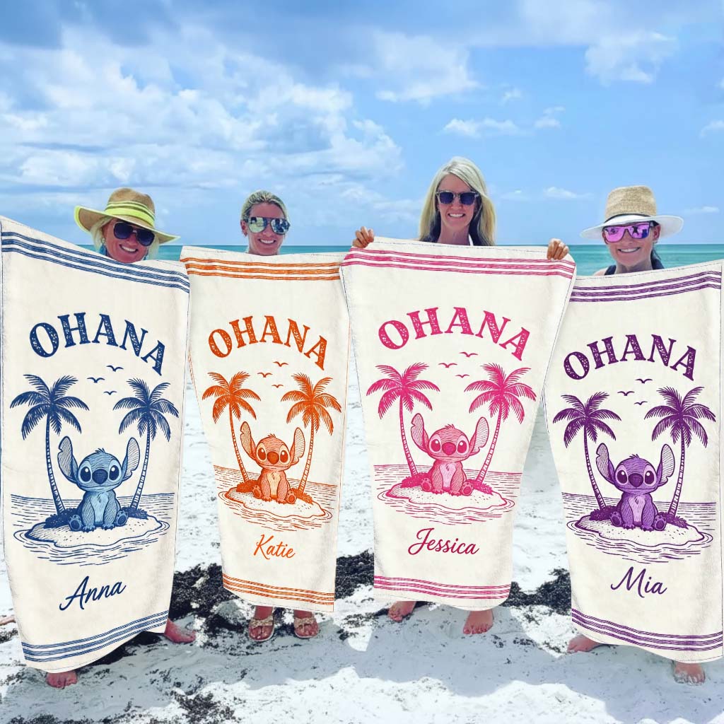 Personalized Quick-Dry Beach Towel Ohana Custom Name Gift Beach Towel GradoCreations