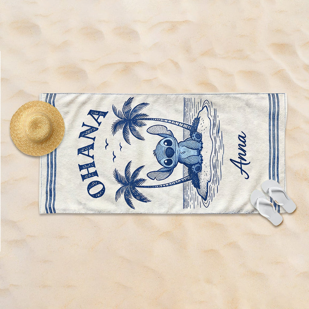 Personalized Quick-Dry Beach Towel Ohana Custom Name Gift Beach Towel GradoCreations