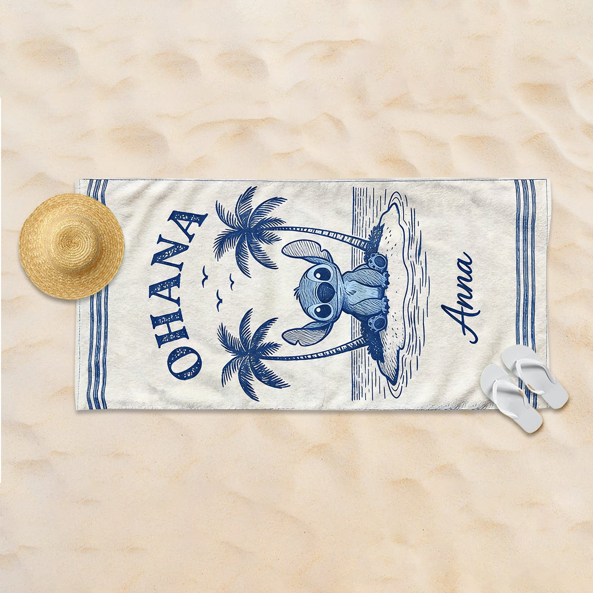 Personalized Quick-Dry Beach Towel Ohana Custom Name Gift Beach Towel GradoCreations