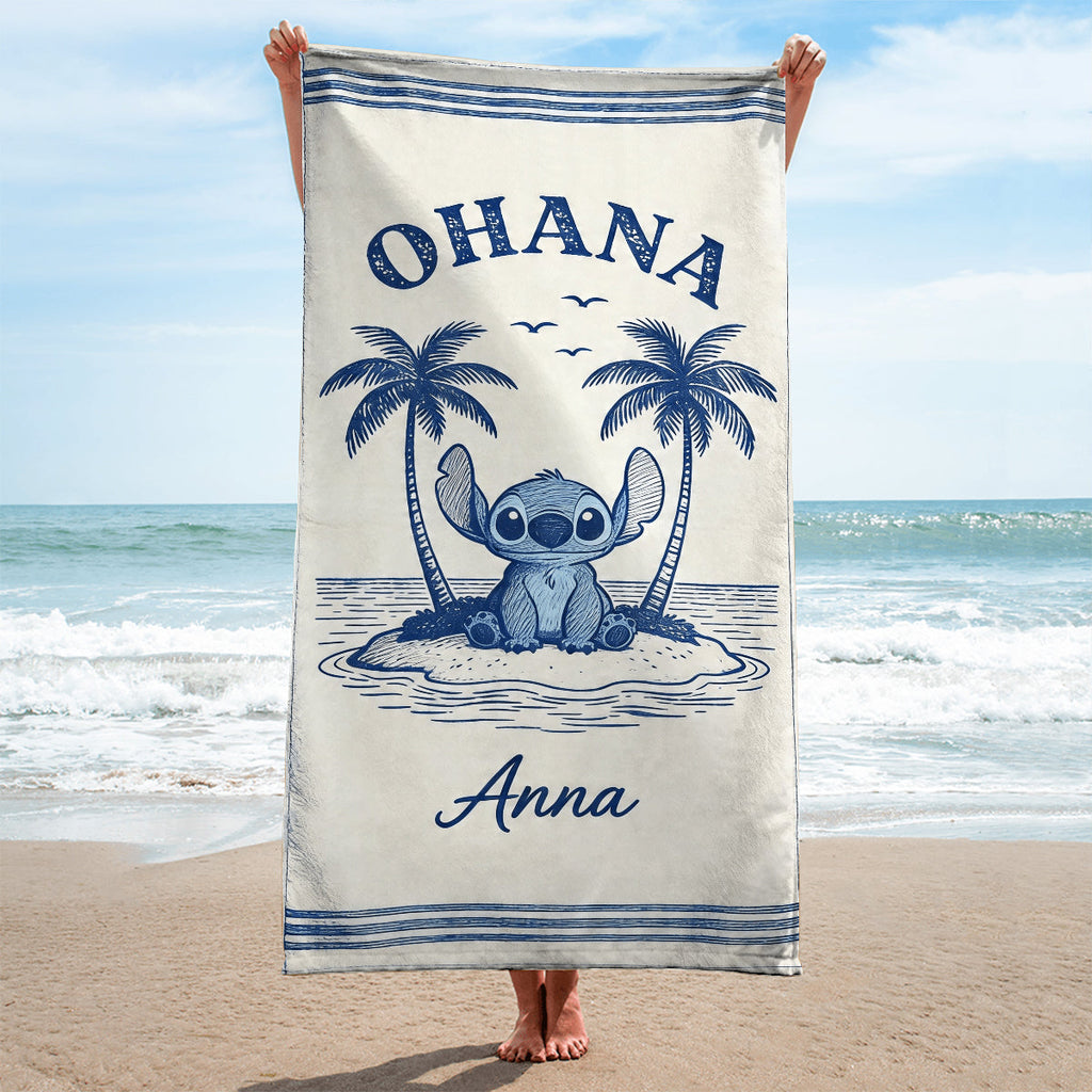 Personalized Quick-Dry Beach Towel Ohana Custom Name Gift Beach Towel GradoCreations