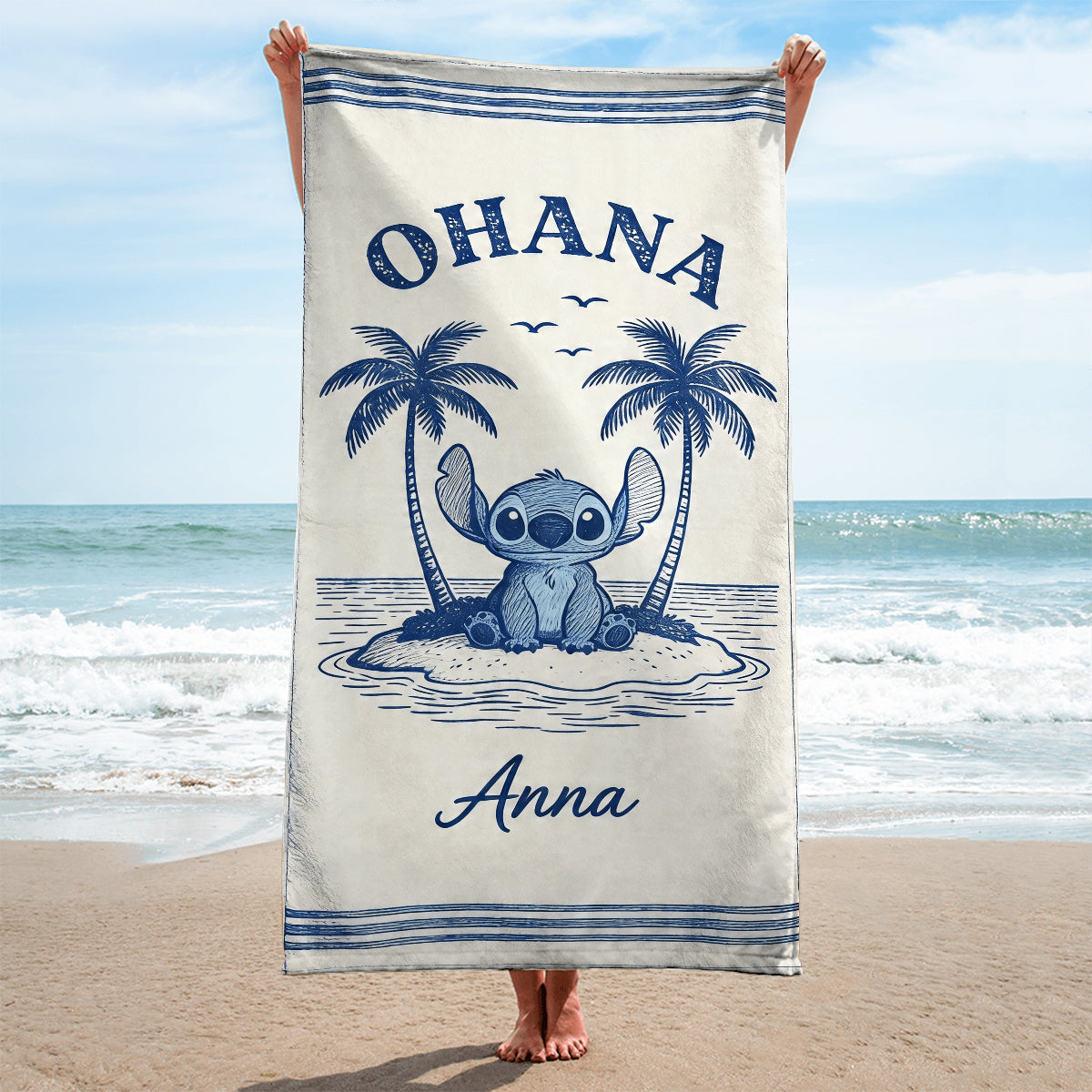 Personalized Quick-Dry Beach Towel Ohana Custom Name Gift Beach Towel GradoCreations