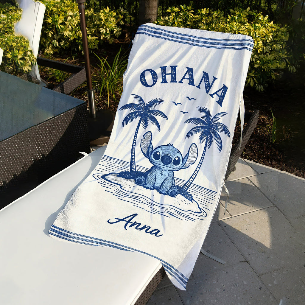 Personalized Quick-Dry Beach Towel Ohana Custom Name Gift Beach Towel GradoCreations