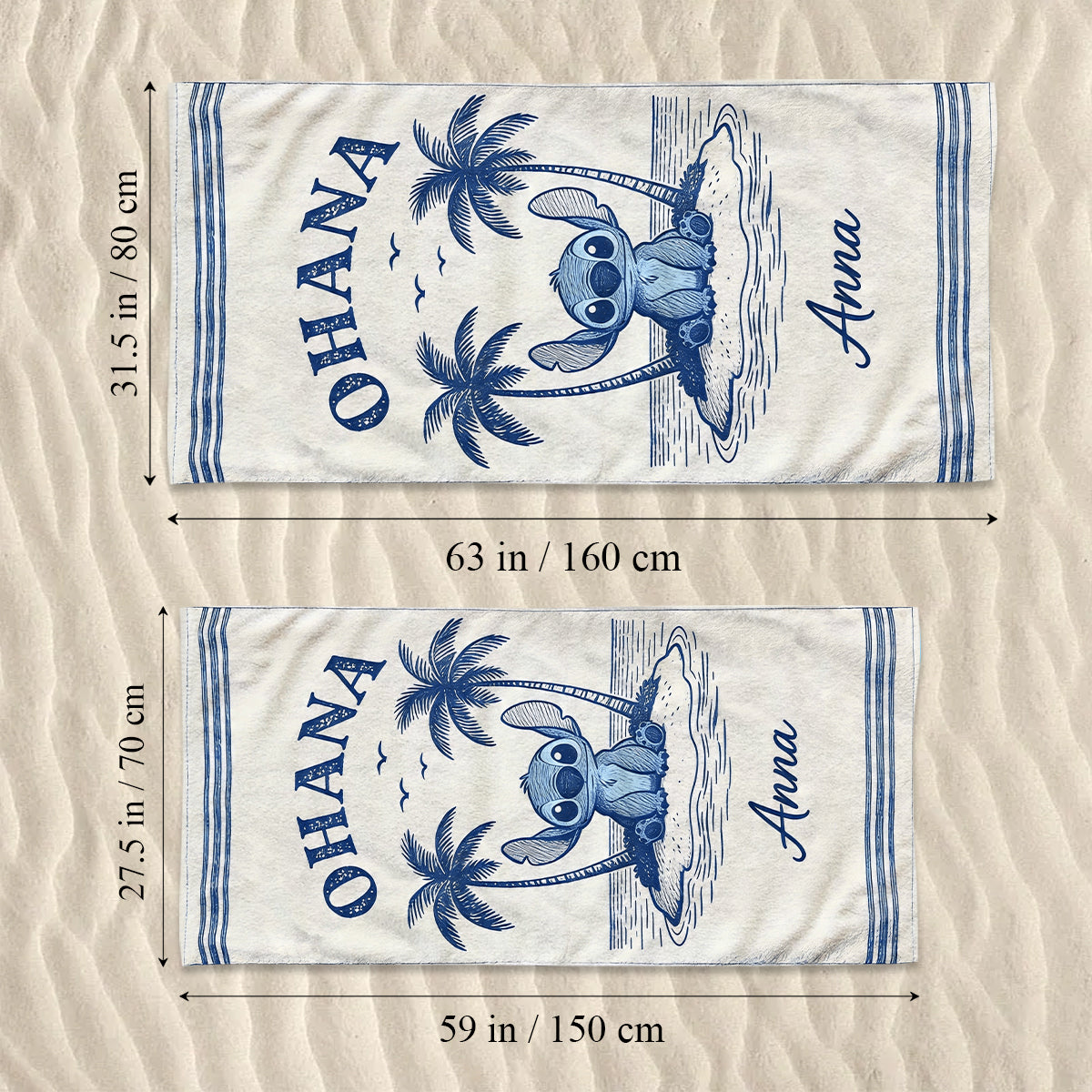 Personalized Quick-Dry Beach Towel Ohana Custom Name Gift Beach Towel GradoCreations
