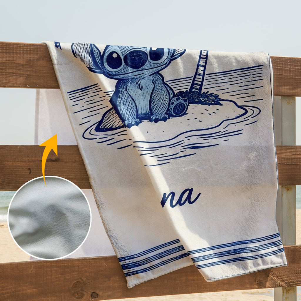 Personalized Quick-Dry Beach Towel Ohana Custom Name Gift Beach Towel GradoCreations