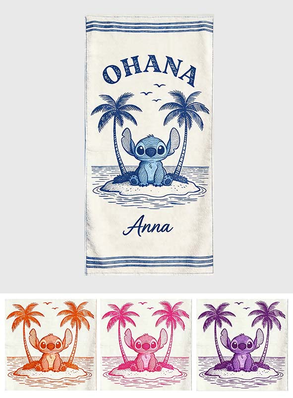 Personalized Quick-Dry Beach Towel Ohana Custom Name Gift Beach Towel GradoCreations